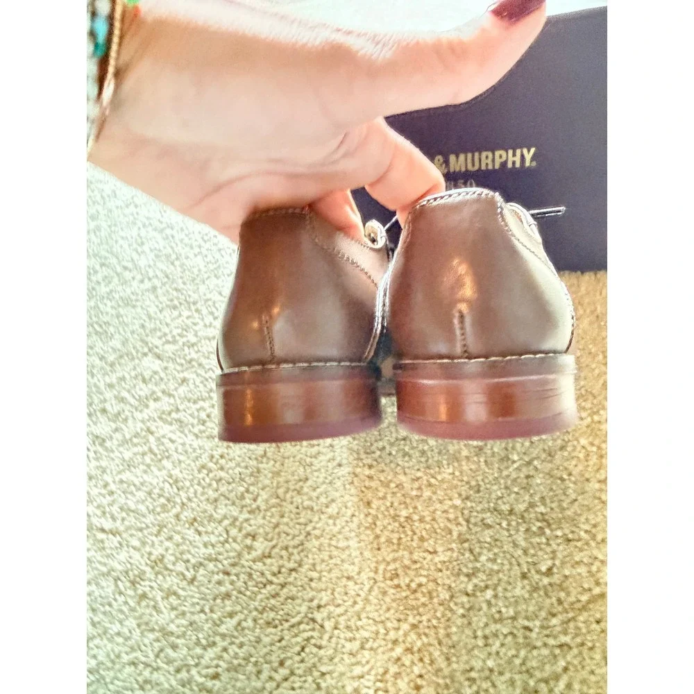 Johnston & Murphy Boys BK Conard Saddle Leather Oxford Shoes 3.5M Tan Brown